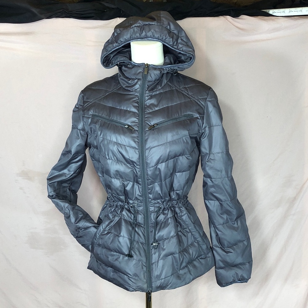 Kenneth Cole New York Women's Hooded Down Filled Coat Gray Size Small Medium